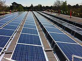 JHS roof top close up view of solar pannels